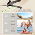 thumbnail image 4 of 52-Inch Ceiling Fan with Light, Remote Control, Quiet Reversible Motor, 6 Speeds, 3 Color Temperatures, Indoor Outdoor Use, Bedroom, Patio, Living Room (Matte Black), 4 of 11