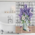 thumbnail image 2 of Polyester Fabric Purple Lavender Shower Curtain, Spring Butterfly Daisy Watercolor Gray Waterproof Bathtub Curtain Bathroom Decor Set with Hooks 48 x 72 Inches, 2 of 6