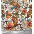 thumbnail image 1 of Soimoi Orange Cotton Voile Fabric Grapes & Sunflower Flower Decor Fabric Printed BTY 56 Inch Wide, 1 of 1
