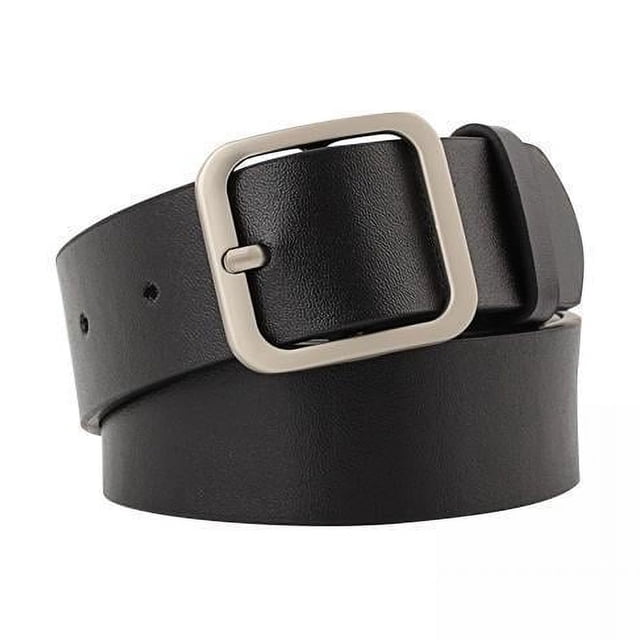 2x Cinturón de Cuero PU para Mujer, Pretina Femenina de 1,3 "de Ancho Ajustable, Hebilla Cuadrada, Cinturón de Moda, Cinturón Decorativo para , 2 piezas