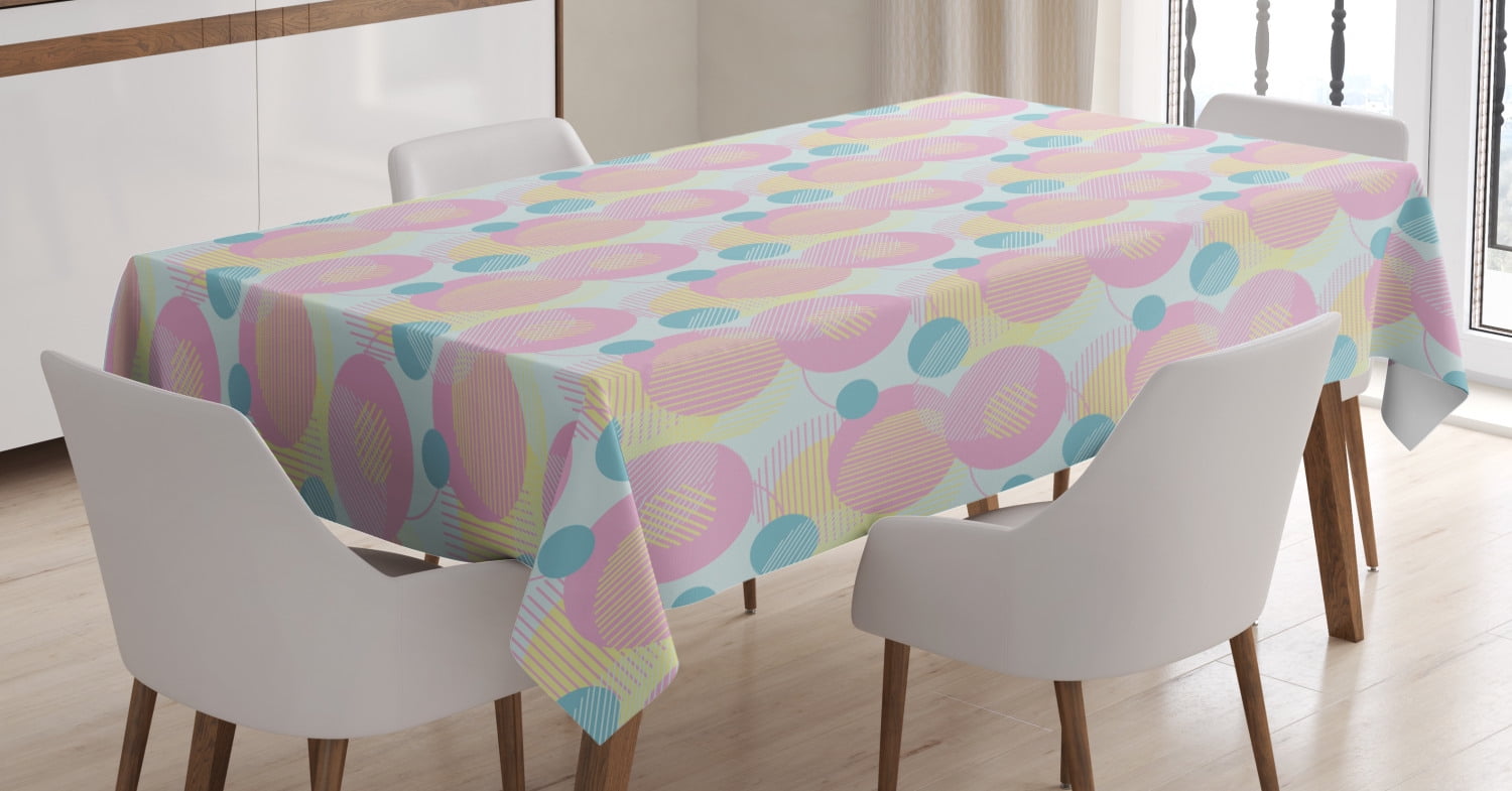 Abstract Tablecloth, Funky Overlapping Circles with Hatching on Baby