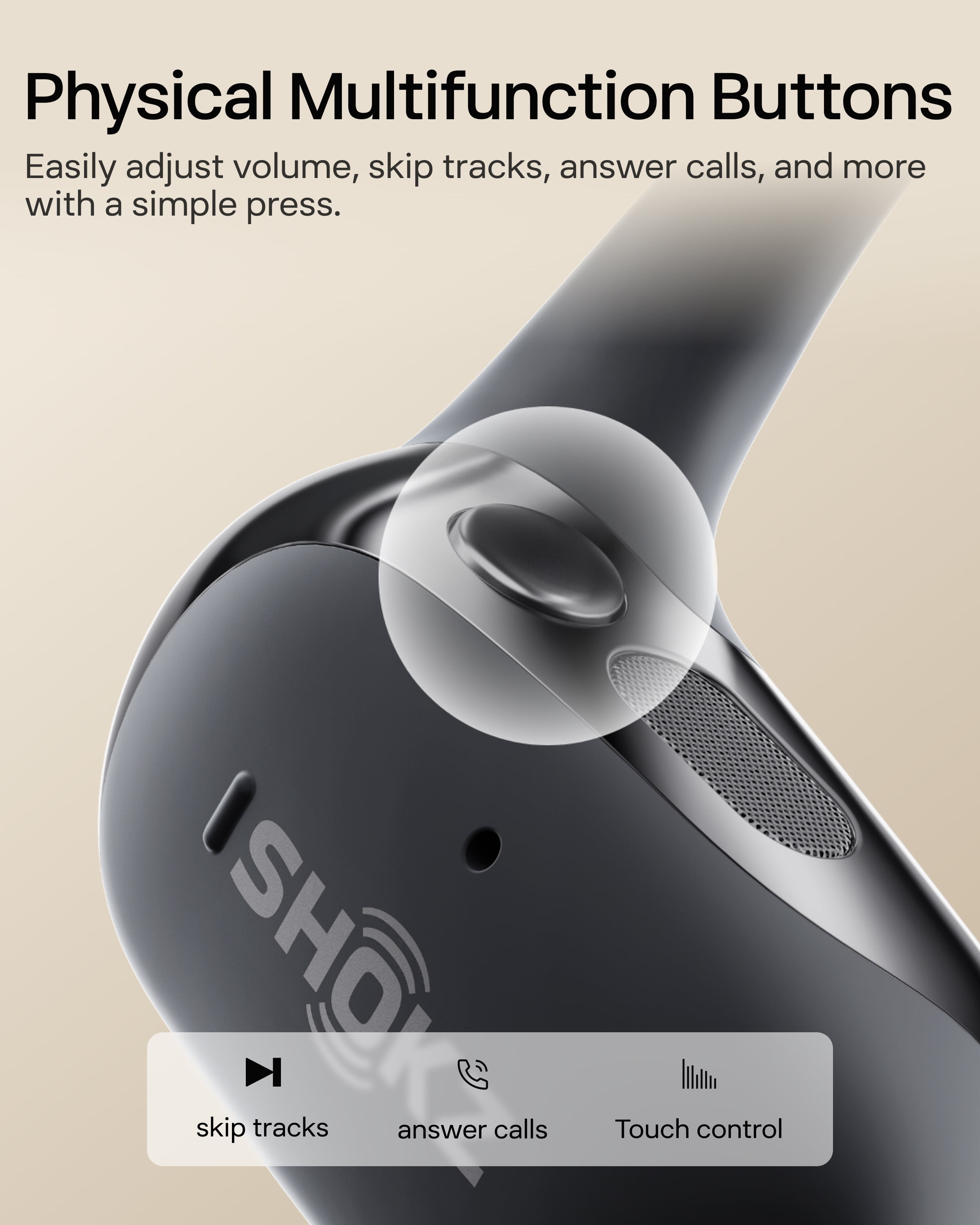 Shokz OpenFit 2 Open-Ear Headphones, Premium DualBoost™ Audio, Comfortable Earbuds with Soft Earhooks, 48H Playtime, IP55 Water-Resistant, USB-C Fast Charging, Black