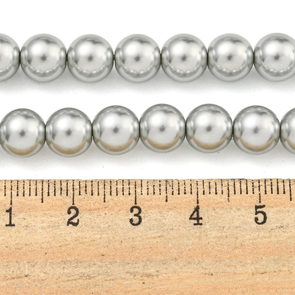 Glass Pearl Beads Strands Round Light Grey 8mm Hole: 0.6mm about 51pcs/strand 15.98''(40.6cm) DIY
