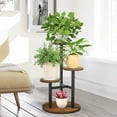 thumbnail image 4 of Flyclix 3 Tier Plant Stand Indoor & Outdoor, Tall Wooden & Metal Flower Shelf for Multiple Plants, Corner Display Rack, Versatile Planter Pot Holder for Living Room, Balcony, Garden & Patio, 4 of 7
