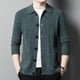 thumbnail image 3 of Cárdigan de lana 100 % para hombre, suéter informal de invierno con solapas gruesas y botonadura sencilla, chaqueta holgada para hombre, 3 of 4