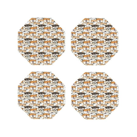 

Tideii Shiba Inu Dog for Leather Coasters 4 Pieces Anti-fouling and Anti-scalding Decorative Coasters Suitable for Restaurants Kitchens Coffee Shops-Octagon