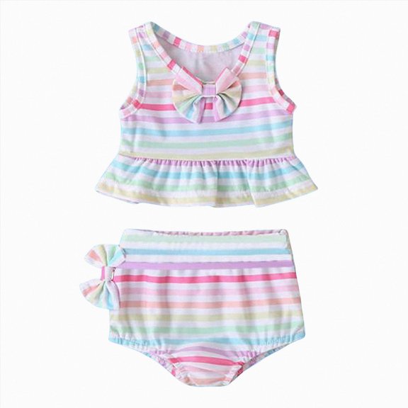 Ymyiu Toddler Girls Swimsuit Baby Girl Summer Swimsuit Toddler Girls Bikini Sets Infant Bathing Suit Beach Outfits 3T 4T (Yellow,3-4 Years)