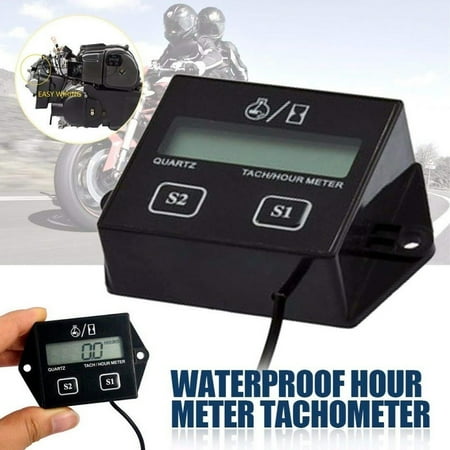 New Spark Plugs Engine digita l Tach Hour Meter Gauge Tachometer Motorcycle Bike