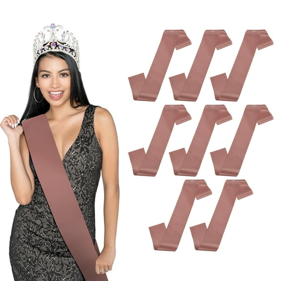 Uxcell 8-Pack Blank Satin Sash, 3.8"/95mm Party Accessory Sashes for Wedding/Birthday/Party Decorations/DIY /Graduation [Rose Gold]