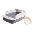 thumbnail image 4 of Cat Litter Box Kitten Litter Pan Cat Litter Basin Cat Sandbox Large Semi Enclosed Open Top Pet Litter Tray for All Kinds of Cat Litter and Gray, 4 of 10