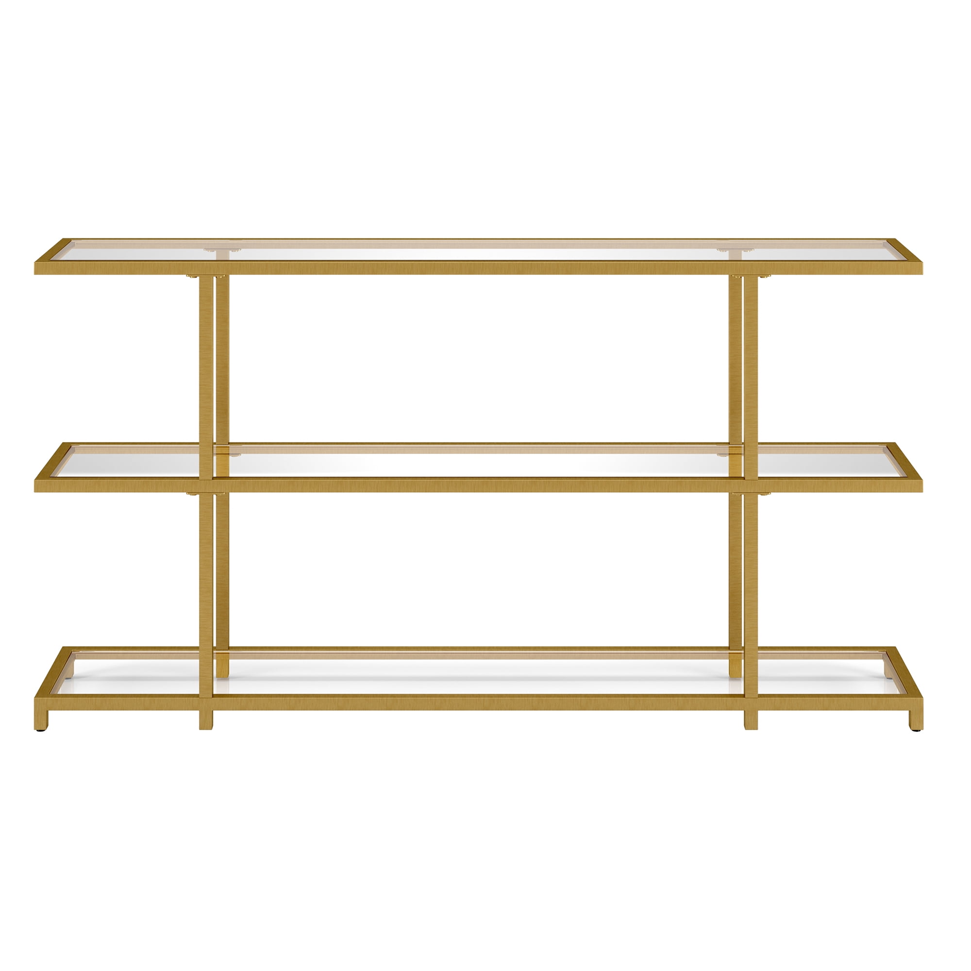 Evelyn&Zoe Greenwich 55" Wide Rectangular Console Table, Brass