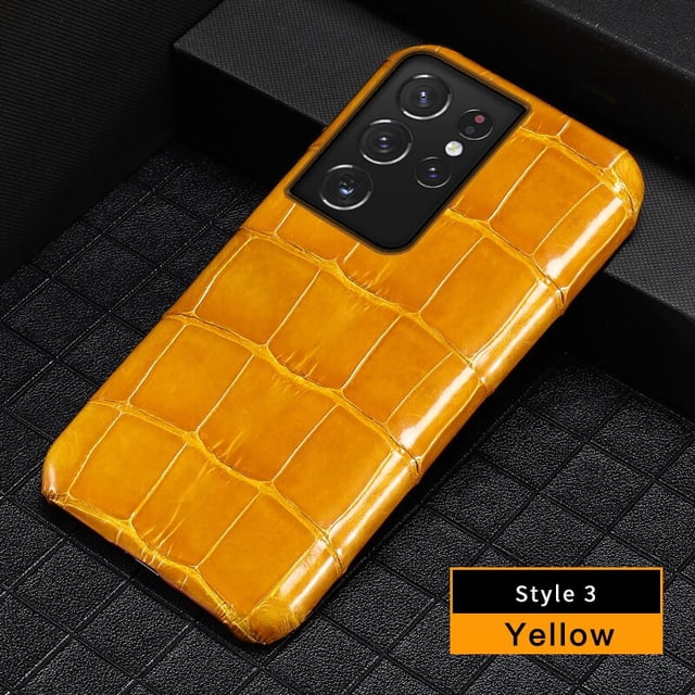 Funda de cuero de cocodrilo 100% Natural para teléfono Samsung Galaxy S23 S21 S22 Ultra S20 FE S10 S21 Plus Note 20 A71 A51 A52 A53 A54 Fivean unisex