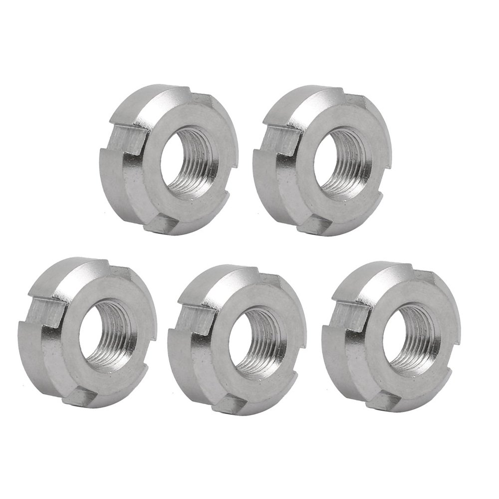 5pcs M10x1mm 304 Stainless Steel Slotted Round Castle Nut for Hook