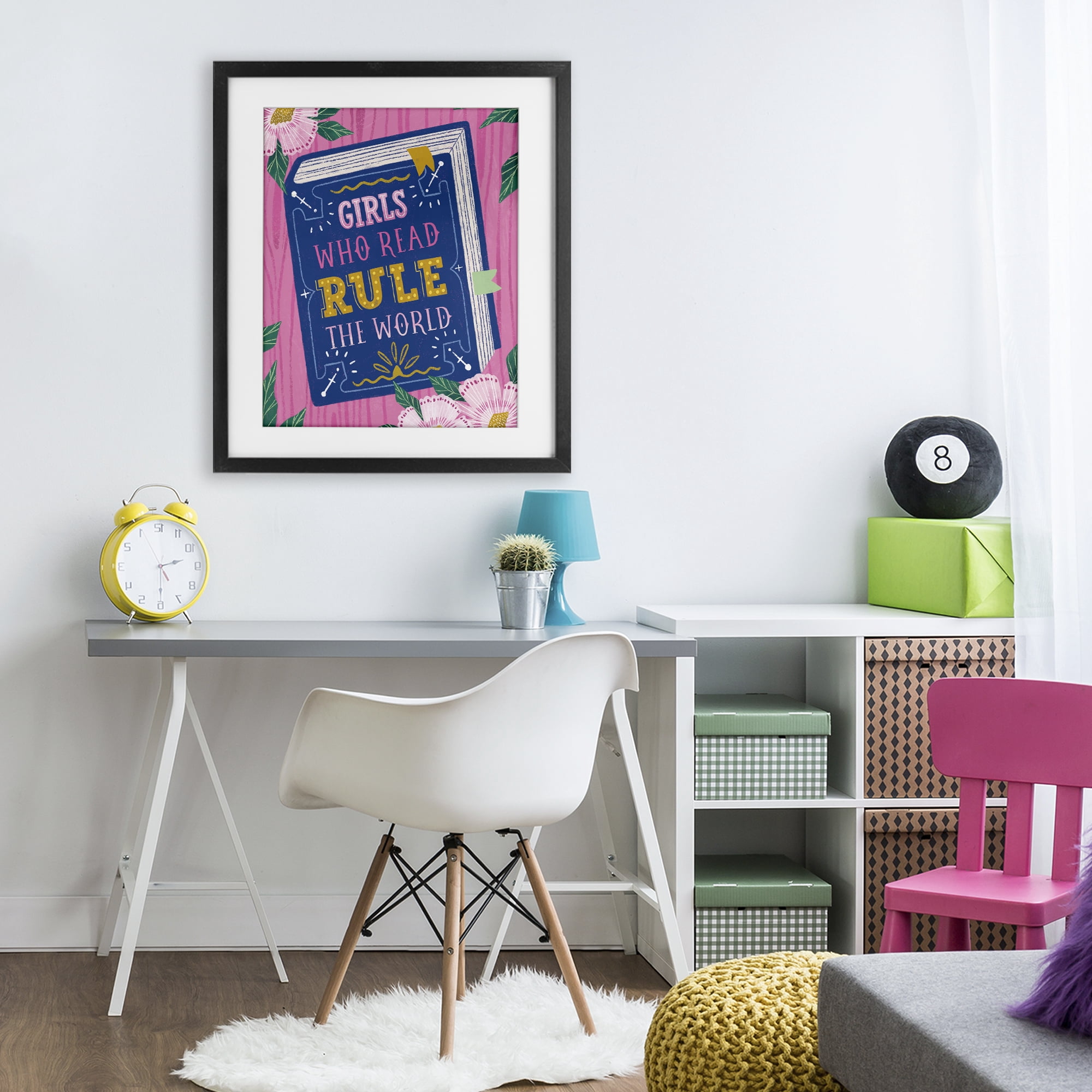 Stupell Industries Girls Who Read Inspirational Black Framed Print Under Glass, design by Vanessa Stoilova