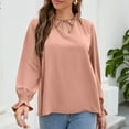 thumbnail image 2 of Summer Savings Clothing 2023 loopsun for Womens Winter Tops Sweatshirt,Women's Fashion Autumn Winter Long Sleeve Solid Blouse V-Nec Ktie Rope Tops, 2 of 5