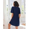 thumbnail image 3 of Ekouaer Women Zipper Robe Short Sleeves House Dress Knit Short Bathrobe Sleepwear with Pockets Housecoat Nightgown, 3 of 7
