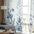 thumbnail image 4 of Sheer Curtains 96 inches Long, Blue Christmas Flower Poinsettia Robins Eucalyptus Light Filtering Sheer Window Curtains Rod Pocket Voile Drapes for Bedroom Living Room, 52"W x 96"L 2 Panels, 4 of 7