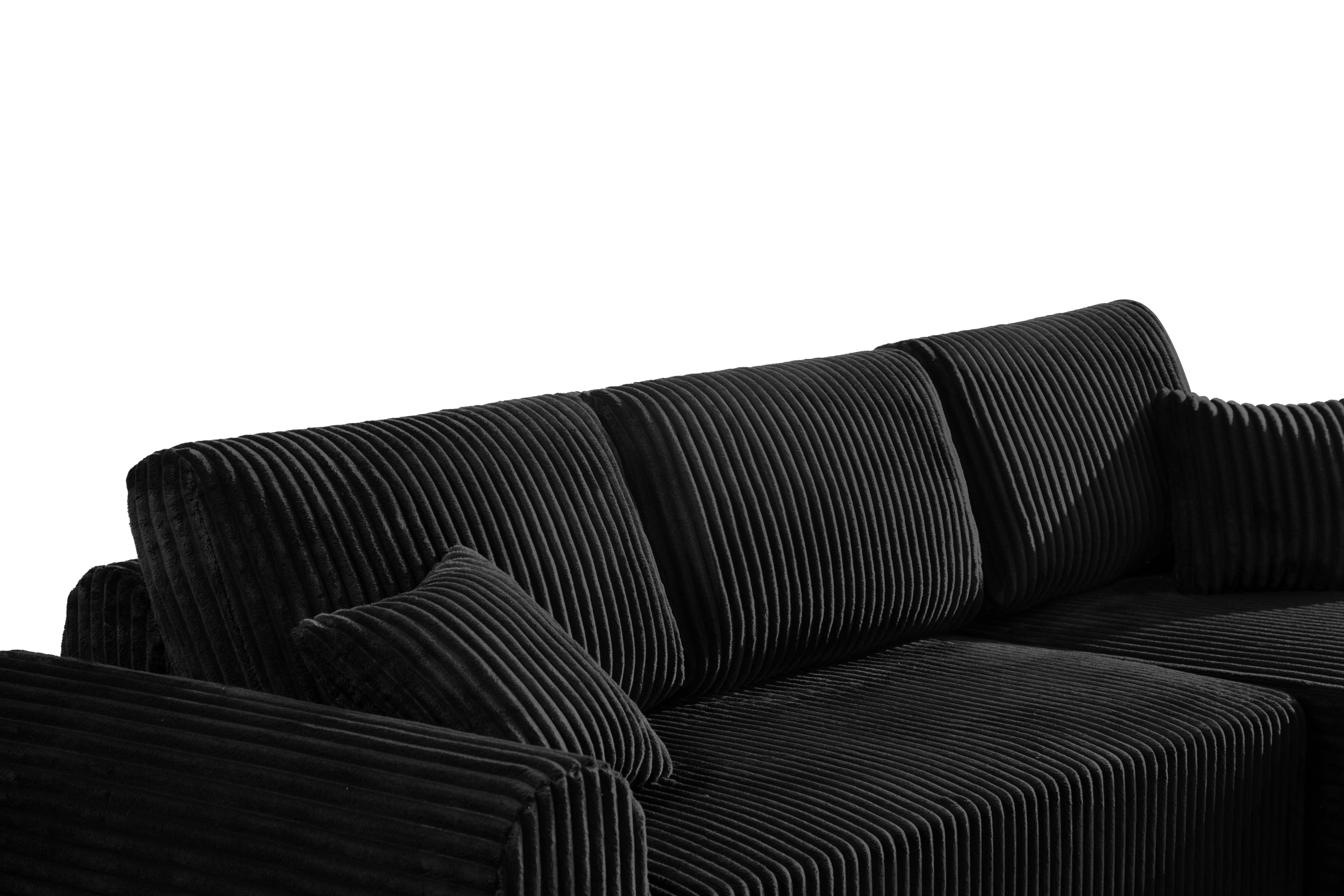 Shikeyi 109" Cloud Modular Sectional Sofa Couch with L-Shape Chaise,Modern Minimalist Upholstered Boneless Couches for Living Room Bedroom, Black