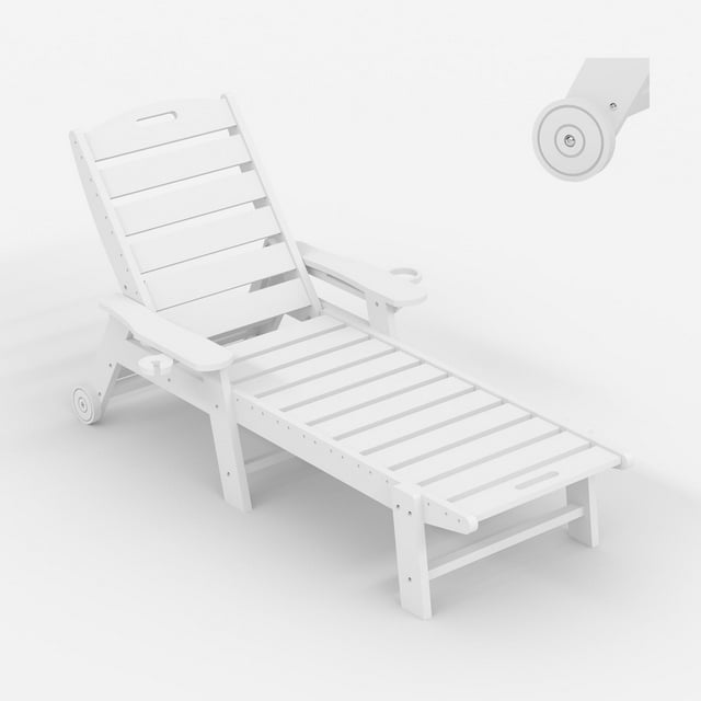 BeesClover Chaise Longue, Chaise Longue Extérieure Surdimensionnée à 5 Positions Réglables avec Porte-Gobelet, Chaise Longue de Patio en Résine HDPE pour Bord de Piscine pour Terrasse, Patio, Cour Arrière