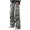 thumbnail image 1 of Dagugfen Cargo Pants for Men Elastic Waist Drawstring Outdoor Trainning Running Athletic Trousers Solid Color, 1 of 6