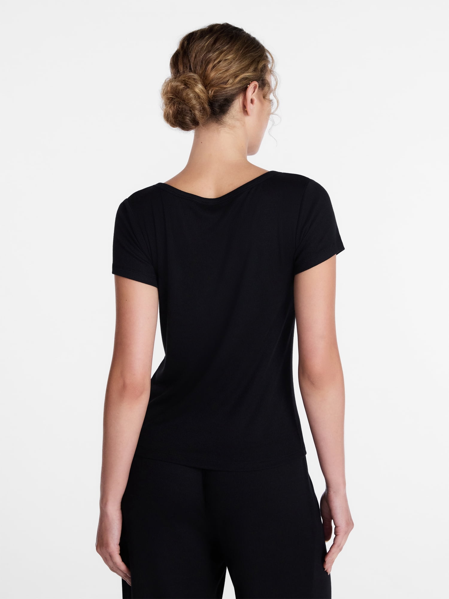 Joyspun Women’s Modal Blend Ribbed Henley Sleep Top, Sizes XS-3X