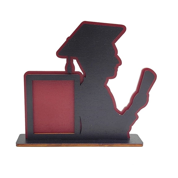 Class of 2026 Graduation Season Wooden Photo Display Stand, Desktop Picture Frame Holder for Graduation Photographs, High School College Commemorative Decor and Gift (7.4 x 6.8 Inch)