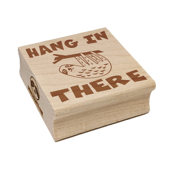 Hang in There with Sloth Teacher Motivational Square Rubber Stamp Stamping Scrapbooking Crafting - Small 1.25in