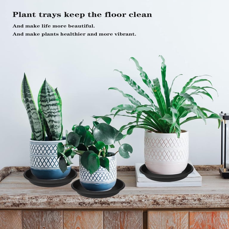 tall planter pots indoor LuxenHome 2-Piece Mediterranean Black Tall Tapered Round Plastic Planters Set