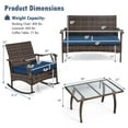 thumbnail image 3 of Gymax Set of 4 Wicker Rocking Set w/ Loveseat & Coffee Table Heavy-Duty Metal Frame Navy, 3 of 10