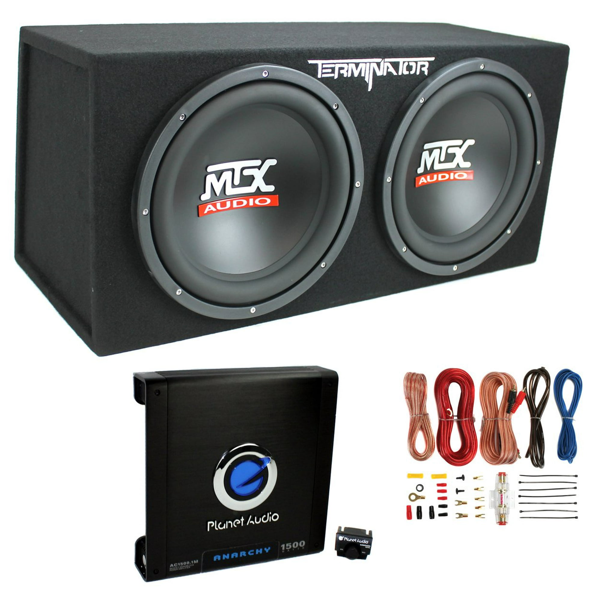 MTX TNE212D 12″ 1200W Dual Loaded Car Subwoofers + Box + 1500W