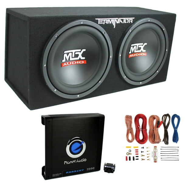 MTX TNE212D 12" 1200W Dual Loaded Car Subwoofers + Box + 1500W