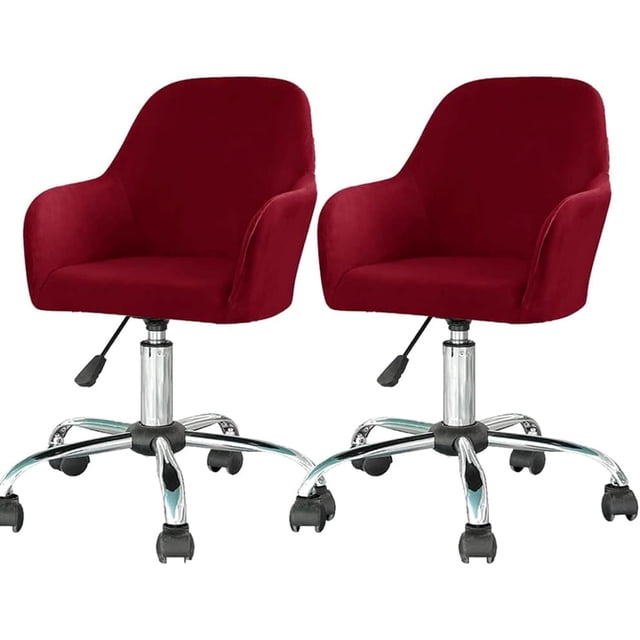 N/A Velvet Swivel Armrest Curved Back, Home Office Desk Chair Covers, Stretch Wingback Dining Chair Cover Protector, for Vanity Living Room,D,2pack