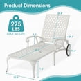 thumbnail image 2 of Villeston Outdoor Lounge Chaise , Poolside Lounger Outside Cast Aluminum Tanning Chairs with Adjustable Backrest and Moveable Wheels, White, 2 of 8