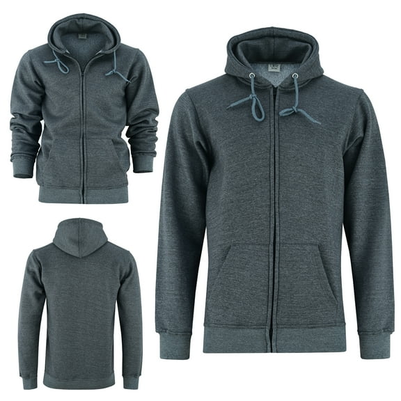 Men's Winter Fleece Hoodie Sweatshirt Warm Long Sleeve Zipper Hooded Charcoal Grey-S