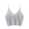 thumbnail image 4 of Qarigey Top corto de punto para mujer a la moda, Tops cortos sin mangas de algodón, lencería, ropa interior, ropa de calle, chaleco, camiseta Prendas para la parte del cuerpo gris Qarigey AP000157-02B, 4 of 6