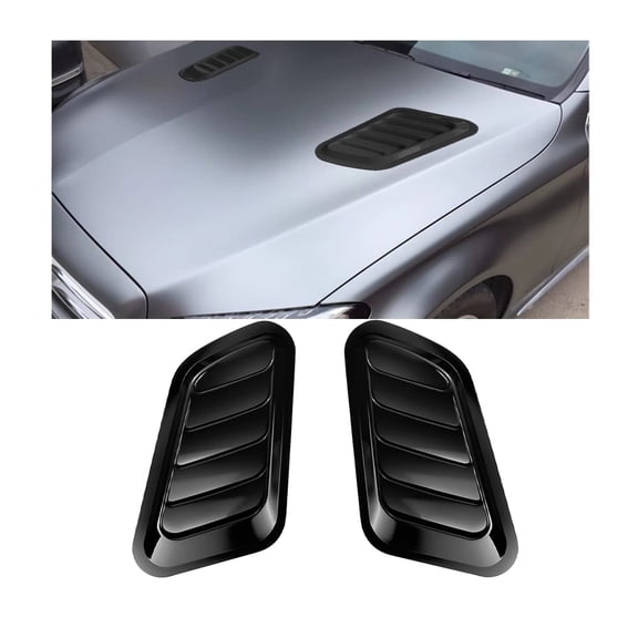 2-Piece Black Universal Car Hood Air Intake Vent Trim Covers