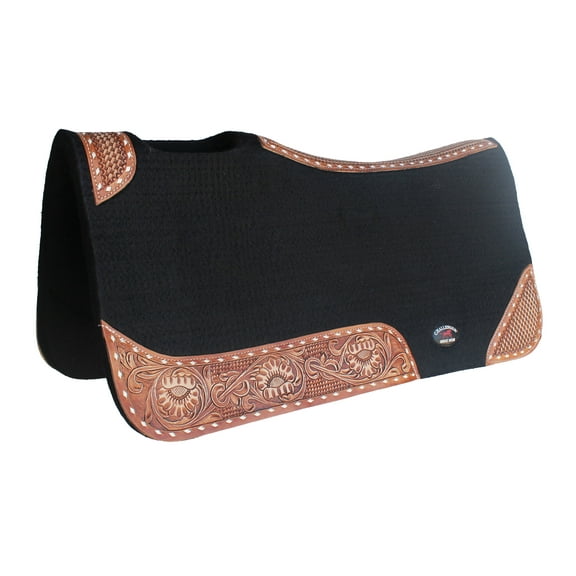 Horse 32" x 30" Western Contoured Wool Felt Therapeutic Saddle Pad Black 39209BK