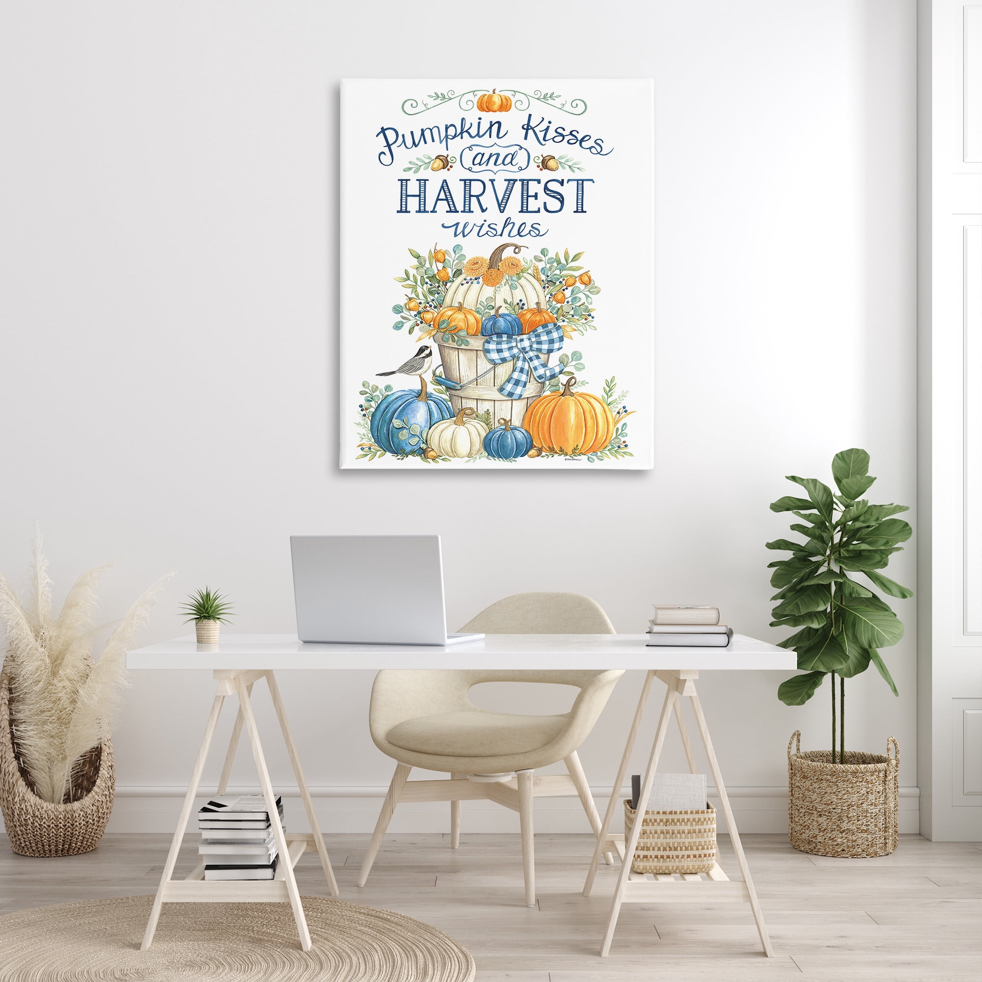 Stupell Industries Harvest Wishes Pumpkins Holiday Painting Gallery Wrapped Canvas Art Print Wall Art, 36 x 48