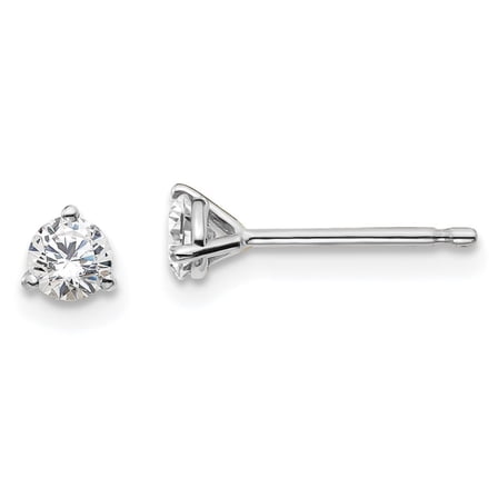 14k White Gold 1/3 Carat Total Weight Round SI1 SI2 G H I Lab Grown Diamond 3 Prong Stud Post Earrings Jewelry for Women