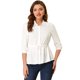 thumbnail image 1 of INSPIRE CHIC Blusas con botones para mujer, con cordón en la cintura, manga 3/4, peplum blanco XL, 1 of 5