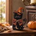 thumbnail image 3 of syligr Wooden Black Cat Figurine for Halloween Decorations, Black Cat Ornament for Mantel Shelf, Vintage Halloween Decor for Table Centerpiece, Home Party Decor Gift, 8Inch, 3 of 6