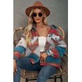 thumbnail image 3 of EASYBRAUS Women Aztec Knit Jacket Short Coat Button Pocket Casual Warm Cardigan, 3 of 8