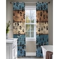 thumbnail image 4 of Navy Blue Brown Sheer Curtains 84 Inch Length 2 Panels Set for Living Room/Bedroom, Rustic Farmhouse Dog Paw Vintage Kitchen Curtains Grommet Semi-Sheer Curtains Drapes Window Treatments 42"x84"x2, 4 of 7