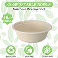 thumbnail image 6 of Abaima 100 Pack 16 oz Disposable Paper Bowls 100% Compostable, Natural Biodegradable Bagasse, Eco-Friendly Sugar Cane Fibers Bowls, 6 of 7