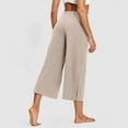 thumbnail image 6 of BLVB Womens Wide Leg Yoga Capri Pants Crossover Waist Loose Workout Athletic Capris Stretchy Lounge Trousers with Pockets, 6 of 7