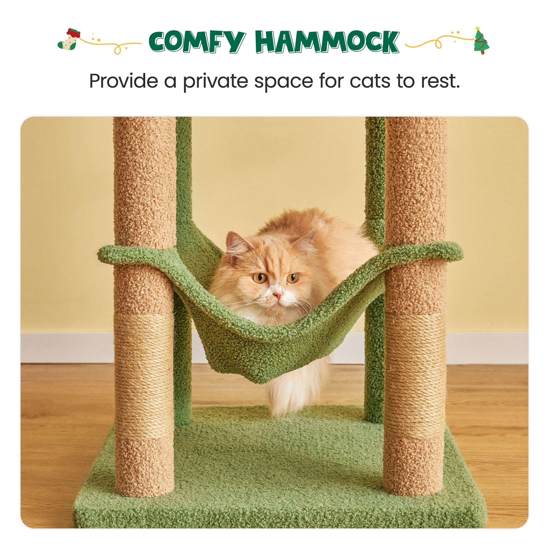 MWPO 63.8" Multi-Level Cat Tree with Condo and Scratching Post Tower, Green