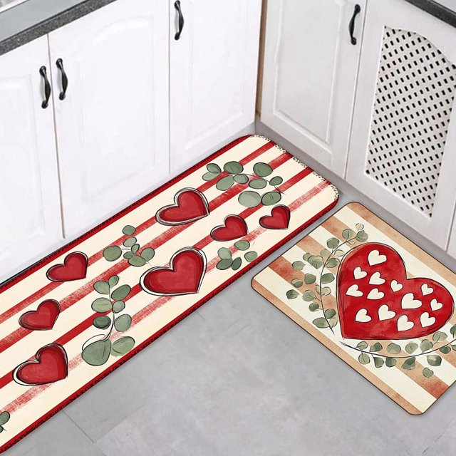 Dsscvnef Kitchen Carpet Mat Set Non Floor Soft Comfortable Home Winter Rug 2 Piece Washable Durable Design