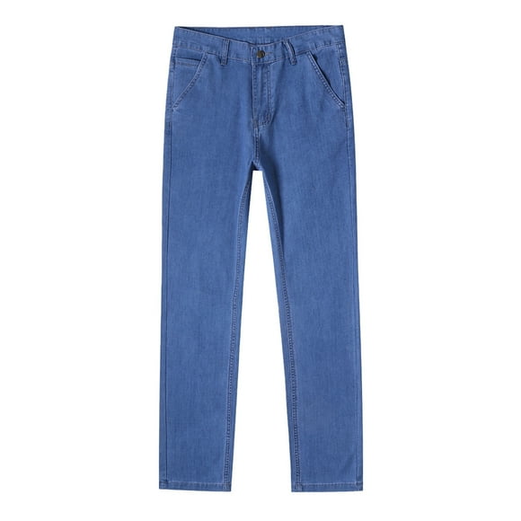 Jeans for Men Men's Spring Summer Breathable Jeans Slim Fit Skinny Stretch Denim Pants Pantalon Jeans Homme Light Blue 40