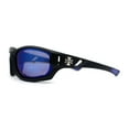 thumbnail image 3 of Choppers Classic Foam Pad Goggle Style Wrap Biker Sunglasses Matte Black Blue Mirror, 3 of 4