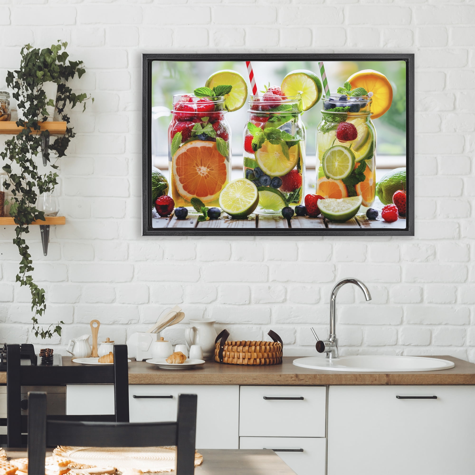 Stupell Industries Vibrant Citrus & Berry Infusion Black Framed Floater Canvas Wall Art, design by Lazar Studio